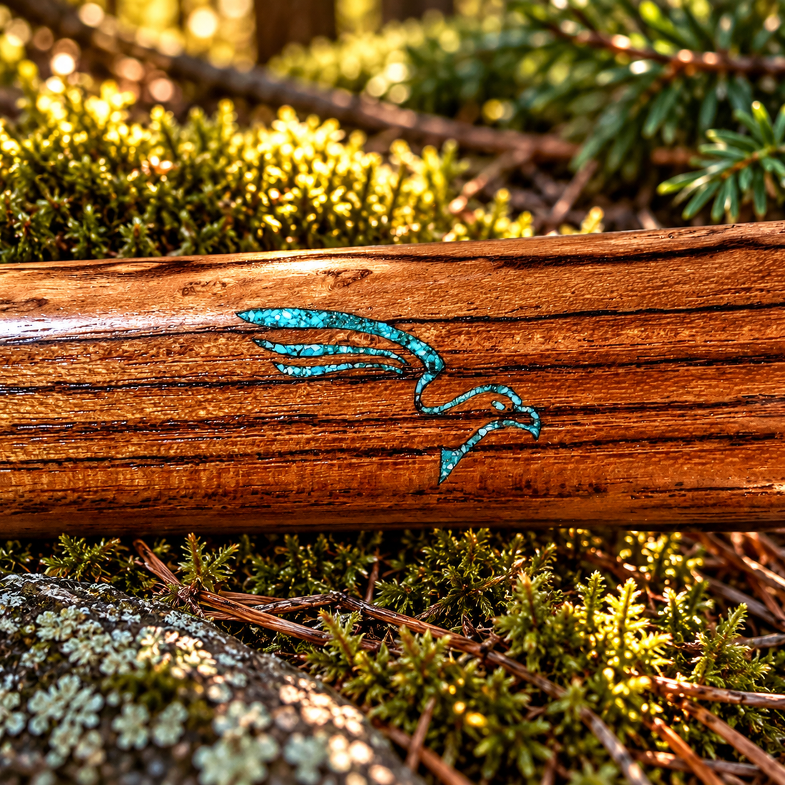 Turquoise hawk inlay close-up